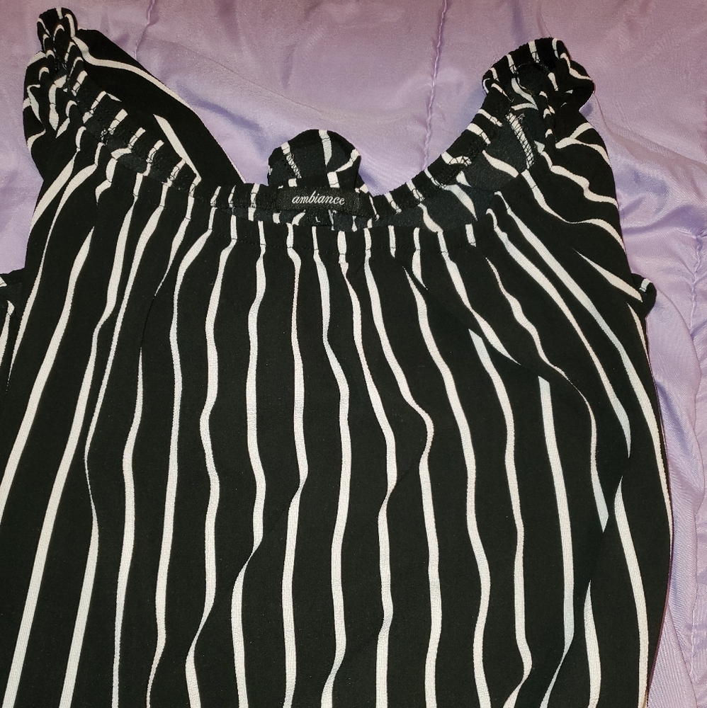 Black and White Striped Romper